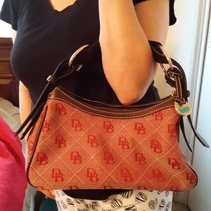 Dooney & Burke Canvas Logo & Leather Hand Bag